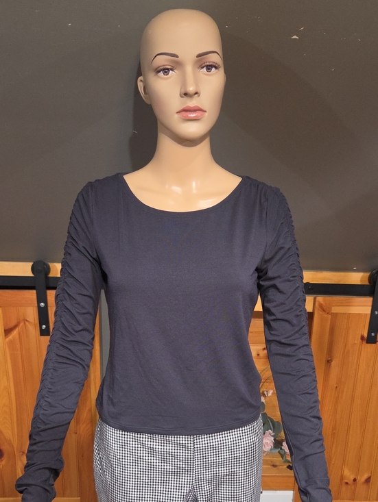 & Other Stories Tops - & Other Stories Black Long-Sleeve Ruched Sleeve Top